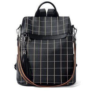 Telena Backpack Purse for Women, Anti Theft Travel Purse Sholder Bag Plaid Black